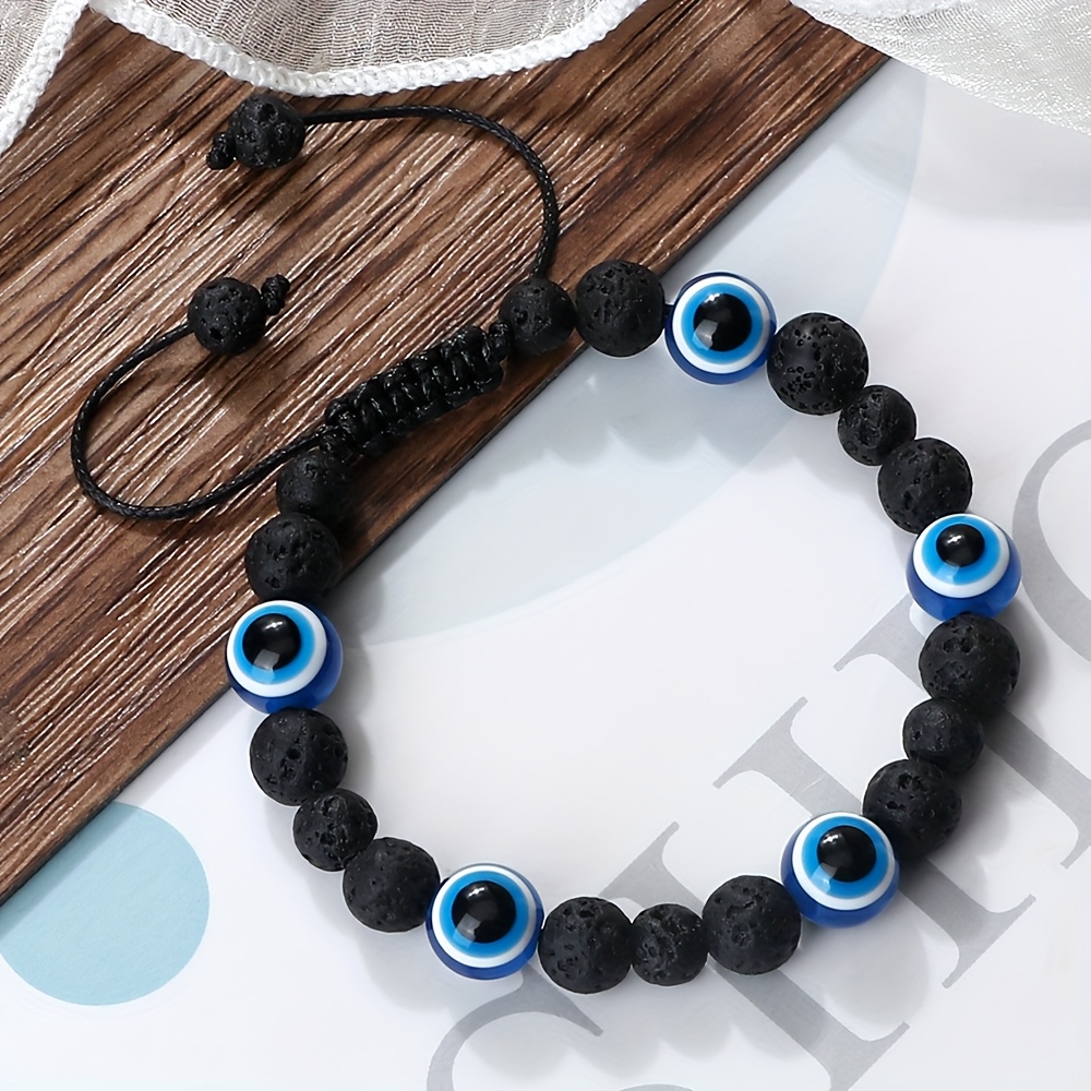 Devil'S Eye Bracelet Natural Stone Adjustable Bangle Vintage Style